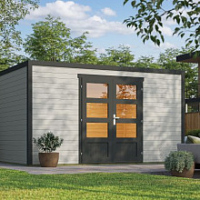 Tuinhuis Quby 400x300 cm in de kleurstelling Lightgrey-Darkgrey