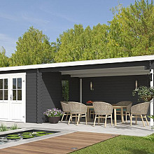 Tuinhuis St. Louis 681x292 cm in de kleurstelling Carbongrey-Wit