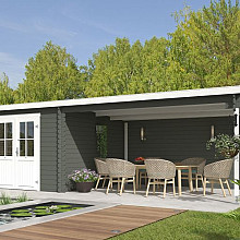 Tuinhuis St. Louis 681x292 cm in de kleurstelling Greengrey-Wit