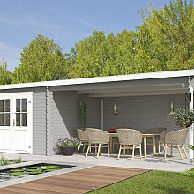Tuinhuis St. Louis 681x292 cm in de kleurstelling Platinumgrey-Wit