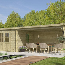 Tuinhuis St. Louis 681x292 cm in de kleur Olijfgroen geïmpregneerd