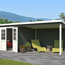 Tuinhuis Sunniva 570x275 cm in de kleurstelling Greengrey-Wit