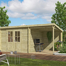 Tuinhuis Tampa 481x292 cm in de kleur Olijfgroen geïmpregneerd