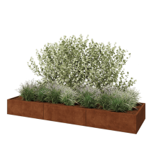 Cortenstaal plantenbak XXL - Rechthoek - 360 x 100 x 40 cm - Met bodemplaat