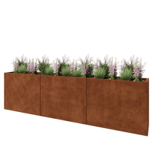 Cortenstaal plantenbak XXL - Rechthoek - 300 x 40 x 80 cm - Met bodemplaat