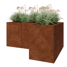 Cortenstaal plantenbak - L-vorm - 180 x 120 x 80 cm - Met bodemplaat
