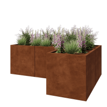 Cortenstaal plantenbak - L-vorm - 180 x 120 x 60 cm - Met bodemplaat