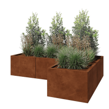 Cortenstaal plantenbak - L-vorm - 180 x 120 x 40 cm - Met bodemplaat