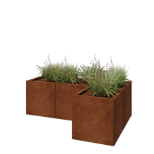 Cortenstaal plantenbak - L-vorm - 120 x 80 x 40 cm - Met bodemplaat