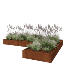Cortenstaal plantenbak - L-vorm - 360 x 240 x 30 cm - Met bodemplaat