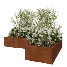 Cortenstaal plantenbak - L-vorm - 300 x 200 x 50 cm - Zonder bodemplaat