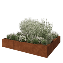Cortenstaal plantenbak XXL - Vierkant - 300 x 300 x 50 cm - Zonder bodemplaat