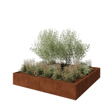 Cortenstaal plantenbak XXL - Vierkant - 240 x 240 x 40 cm - Zonder bodemplaat