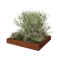 Cortenstaal plantenbak XXL - Vierkant - 240 x 240 x 30 cm - Zonder bodemplaat