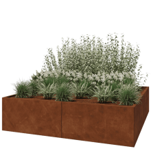 Cortenstaal plantenbak XXL - Vierkant - 200 x 200 x 50 cm - Zonder bodemplaat