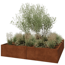 Cortenstaal plantenbak XXL - Vierkant - 200 x 200 x 40 cm - Zonder bodemplaat