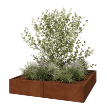 Cortenstaal plantenbak XXL - Vierkant - 160 x 160 x 30 cm - Zonder bodemplaat