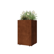 Cortenstaal plantenbak - Vierkant - 50 x 50 x 80 cm - Met bodemplaat - Met poten