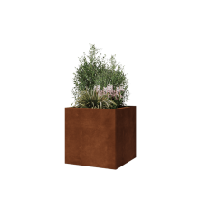 Cortenstaal plantenbak - Vierkant - 50 x 50 x 50 cm - Met bodemplaat