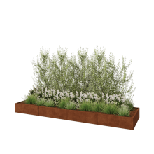 Cortenstaal plantenbak XXL - Rechthoek - 400 x 100 x 30 cm - Met bodemplaat