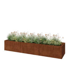 Cortenstaal plantenbak XXL - Rechthoek - 360 x 80 x 60 cm - Met bodemplaat