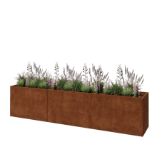 Cortenstaal plantenbak XXL - Rechthoek - 360 x 60 x 80 cm - Met bodemplaat