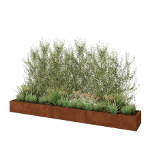 Cortenstaal plantenbak XXL - Rechthoek - 360 x 50 x 30 cm - Met bodemplaat