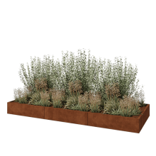 Cortenstaal plantenbak XXL - Rechthoek - 360 x 120 x 30 cm - Met bodemplaat
