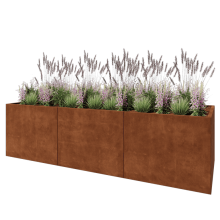 Cortenstaal plantenbak XXL - Rechthoek - 300 x 100 x 80 cm - Met bodemplaat