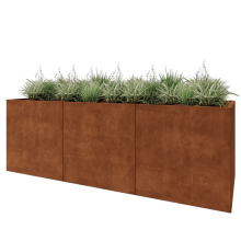 Cortenstaal plantenbak XXL - Rechthoek - 300 x 100 x 100 cm - Met bodemplaat