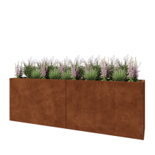 Cortenstaal plantenbak XXL - Rechthoek - 240 x 50 x 80 cm - Met bodemplaat