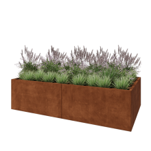 Cortenstaal plantenbak XXL - Rechthoek - 240 x 120 x 60 cm - Met bodemplaat