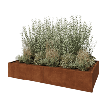 Cortenstaal plantenbak XXL - Rechthoek - 240 x 120 x 40 cm - Zonder bodemplaat