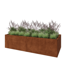 Cortenstaal plantenbak XXL - Rechthoek - 240 x 100 x 60 cm - Met bodemplaat