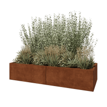 Cortenstaal plantenbak XXL - Rechthoek - 200 x 80 x 40 cm - Met bodemplaat
