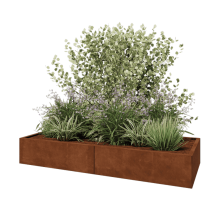 Cortenstaal plantenbak XXL - Rechthoek - 200 x 80 x 30 cm - Met bodemplaat