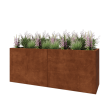 Cortenstaal plantenbak XXL - Rechthoek - 200 x 60 x 80 cm - Met bodemplaat