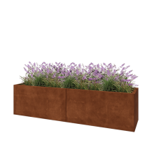 Cortenstaal plantenbak XXL - Rechthoek - 200 x 50 x 50 cm - Met bodemplaat