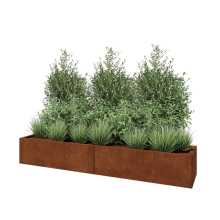 Cortenstaal plantenbak XXL - Rechthoek - 200 x 40 x 30 cm - Met bodemplaat