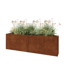 Cortenstaal plantenbak XXL - Rechthoek - 200 x 30 x 60 cm - Met bodemplaat