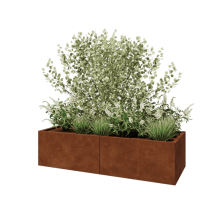 Cortenstaal plantenbak XXL - Rechthoek - 160 x 60 x 40 cm - Met bodemplaat