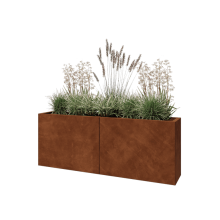 Cortenstaal plantenbak XXL - Rechthoek - 160 x 30 x 60 cm - Met bodemplaat