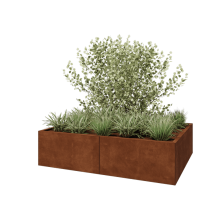 Cortenstaal plantenbak XXL - Rechthoek - 160 x 120 x 40 cm - Met bodemplaat