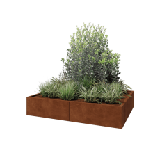 Cortenstaal plantenbak XXL - Rechthoek - 160 x 120 x 30 cm - Met bodemplaat