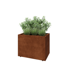 Cortenstaal plantenbak - Rechthoek - 80 x 50 x 60 cm - Met bodemplaat - Met poten