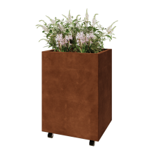 Cortenstaal plantenbak - Rechthoek - 60 x 50 x 80 cm - Met bodemplaat - Met wielen