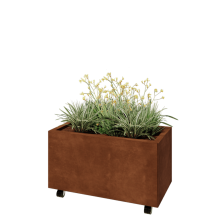 Cortenstaal plantenbak - Rechthoek - 80 x 40 x 40 cm - Met bodemplaat - Met wielen