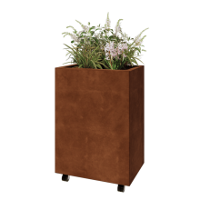 Cortenstaal plantenbak - Rechthoek - 60 x 40 x 80 cm - Met bodemplaat - Met wielen