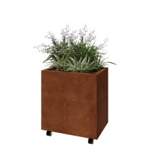 Cortenstaal plantenbak - Rechthoek - 60 x 40 x 60 cm - Met bodemplaat - Met wielen