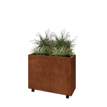 Cortenstaal plantenbak - Rechthoek - 80 x 30 x 60 cm - Met bodemplaat - Met wielen